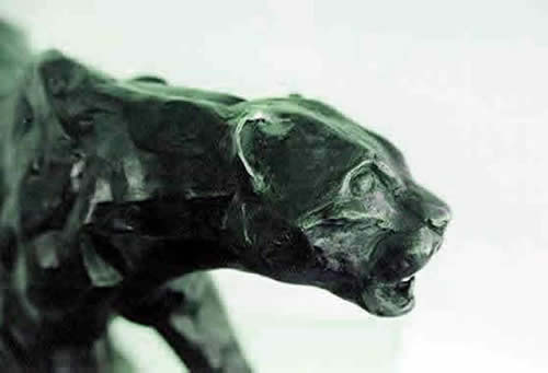 Bronze Sculpture of a Black Panther